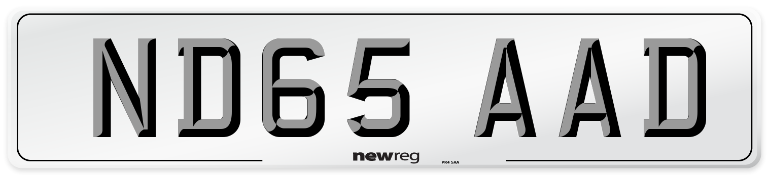 ND65 AAD Number Plate from New Reg